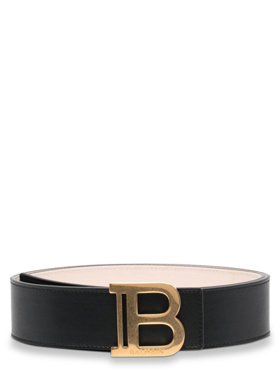 Balmain Logo-plaque Wide Belt In Black