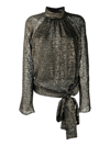 Blumarine Metallic Bow-embellished Blouse In Black