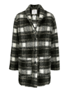 Woolrich Checked Button-fastening Coat In Black
