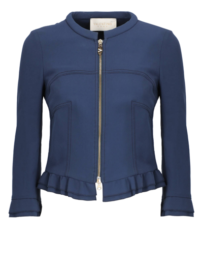 Pre-owned Valentino Women's Jackets -  - In Navy Synthetic Fibers