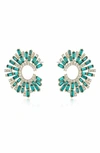 Ettika Opulent Crystal Stardust Open Circle Earrings In Green