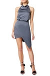 Elliatt Asymmetric Satin Cocktail Dress In Dark Gray In Charcoal