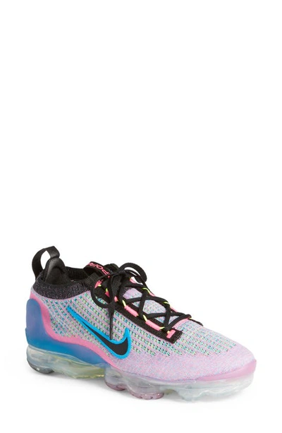 Nike Air Vapormax 2021 Flyknit Sneaker In Pink/blue