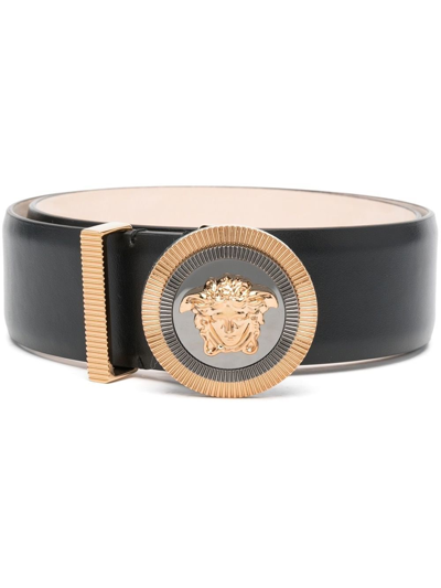 Versace Medusa Logo-buckle Belt In Nero