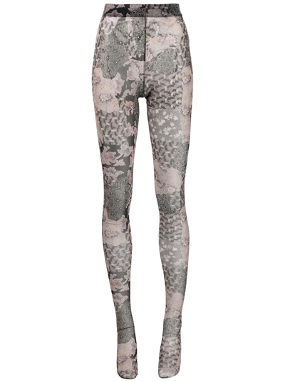 Rosetta Getty Collage-print Mesh Bodysuit In Multi