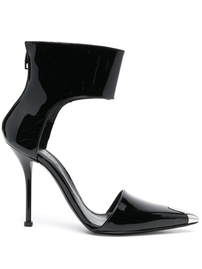 Alexander Mcqueen Punk Ankle-strapped Leather Pumps In Nero