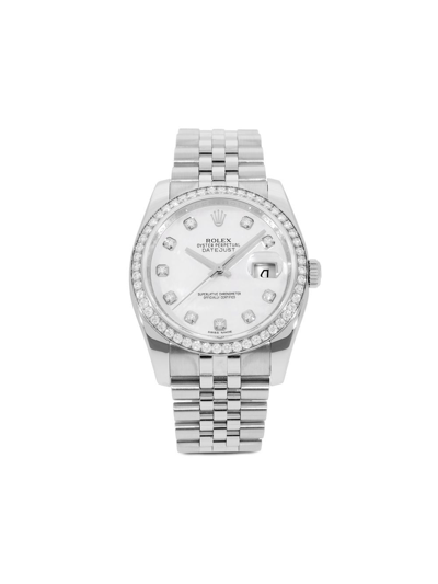 Pre-owned Rolex 2010  Datejust 36mm In White
