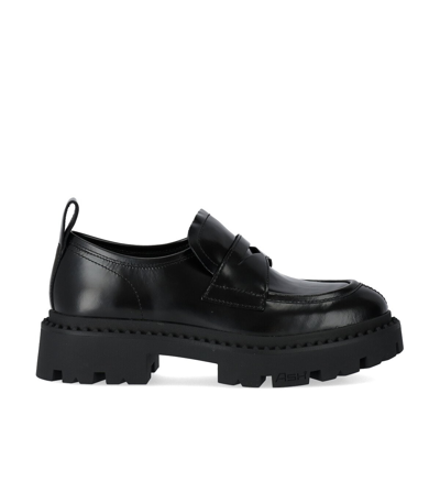 Ash Ridged Platform-sole Loafers In Black