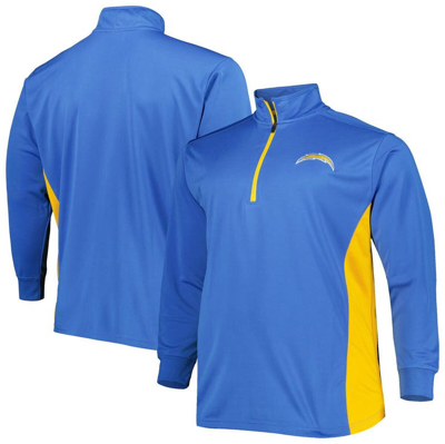 Profile Men's Powder Blue And Gold Los Angeles Chargers Big And Tall Quarter-zip Jacket In Powder Blue,gold