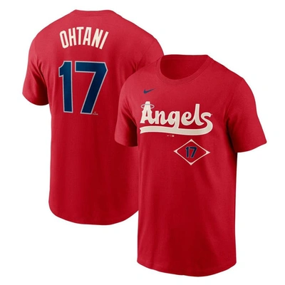 Nike Men's  Shohei Ohtani Red Los Angeles Angels City Connect Name And Number T-shirt