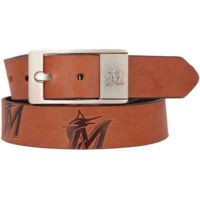 Eagles Wings Miami Marlins Brandish Leather Belt In Brown
