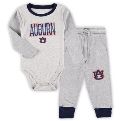 Wes & Willy Babies' Infant  Heather Gray Auburn Tigers Jie Jie Long Sleeve Bodysuit & Pants Set