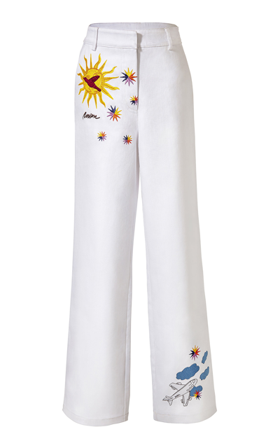 Anim Women's Awaya Embroidered Cotton-blend Straight-leg Pants In Multi