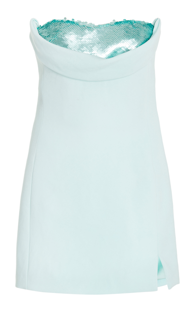 Simkhai Vandi Crystal Embellished Crepe Mini Dress In Blue