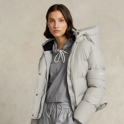 Polo Ralph Lauren Water-resistant Down Hooded Jacket In Light Nickel