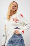 Rails Perci Crewneck Multi-colored Star Sweater In White/prints