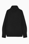 Cos Oversized Roll-neck Wool Sweater In Black