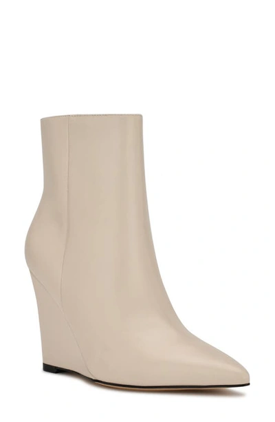Nine West Women's Paes Wedge Booties Women's Shoes In Cream Leather