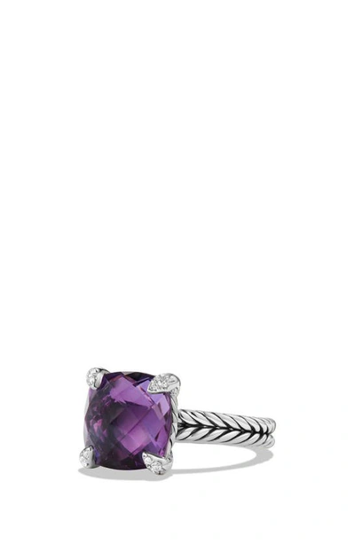 David Yurman Châtelaine Ring With Semiprecious Stone And Diamonds In Silver/ Amethyst