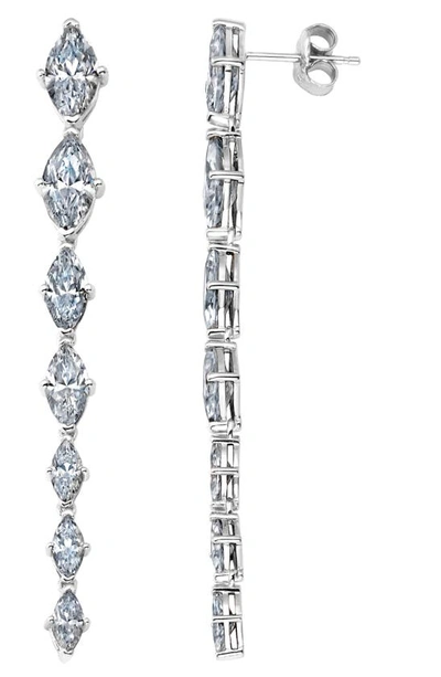 Crislu Oppulent Drops Linear Earrings In Platinum