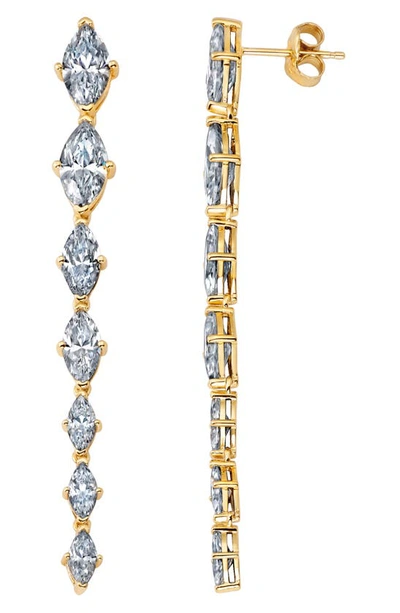 Crislu Oppulent Drops Linear Earrings In Gold