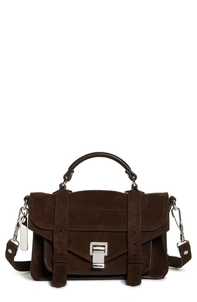 Proenza Schouler Ps1 Tiny Suede Messenger Crossbody Bag In Dark Chocolate