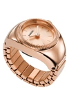 Fossil Women's Ring Watch Two-hand Rose Gold-tone Stainless Steel Bracelet Watch, 15mm In Rose Gold