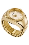 Fossil Women's Ring Watch Two-hand Gold-tone Stainless Steel Bracelet Watch, 15mm