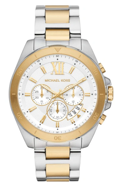 Michael Kors Brecken Chronograph Two-tone Stainless Steel Watch In Neutral