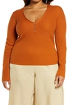 Vince V-neck Ribbed Cashmere Sweater In Dark Ginger