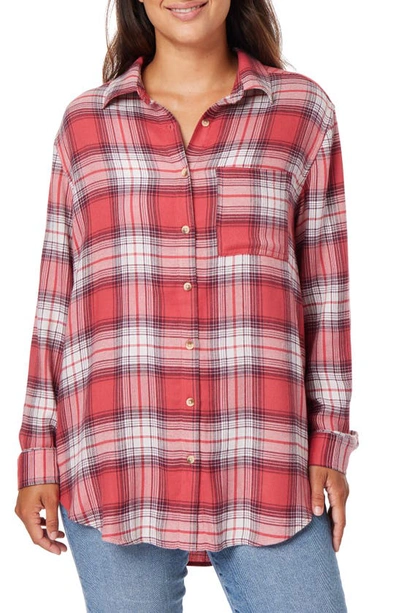C&c California Kyle Plaid Tunic Shirt In Mineral Red
