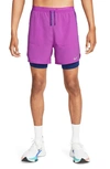 Nike Men's Dri-fit Stride 7" 2-in-1 Running Shorts In Vivid Purple/deep Royal Blue/deep Royal Blue/reflective Silver