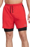 Nike Men's Stride Dri-fit 5" Hybrid Running Shorts In University Red/black/black/reflective Silver