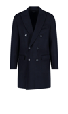 Paltò Fitted Double-breasted Coat In Blu