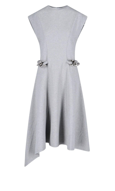 Jw Anderson Chained Asymmetric-hem Midi-dress In Grigio