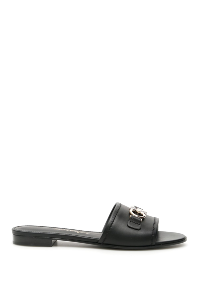 Ferragamo Rhodes Gancini Mules In Black