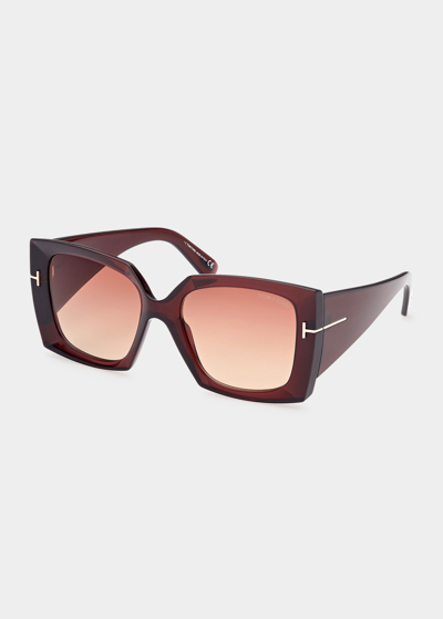 Tom Ford Ft0921 Jacquetta Square-frame Acetate Sunglasses In Red