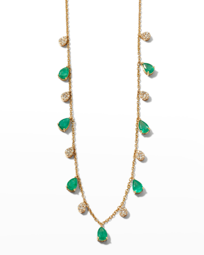 Siena Lasker Pear Emerald And Diamond Shaker Necklace