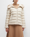 Moncler Guichard Shearling-lined Puffer Jacket In Light Beige