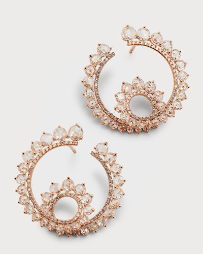 64 Facets 18k Rose Gold Infinite Loop Earrings With Brilliant And Rose-cut Diamonds