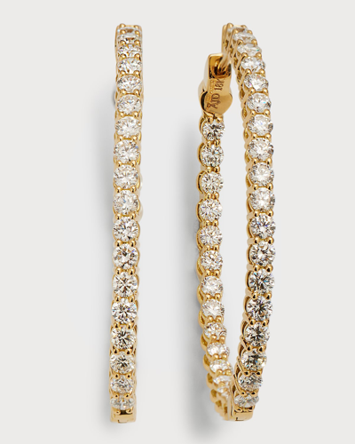 American Jewelery Designs 18k Yellow Gold Round Diamond Gh/si Medium Oval Hoop Earrings