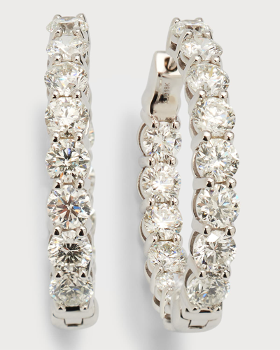 Nm Diamond Collection 18k White Gold 28 Round Diamond Fg/vs Oval-shape Hoop Earrings, 1"