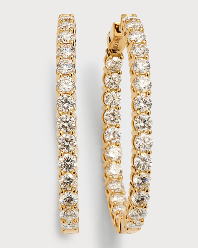 American Jewelery Designs 18k Yellow Gold Round Diamond Gh/si Medium Hoop Earrings