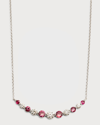 NM DIAMOND COLLECTION 18K WHITE GOLD ROUND RUBY AND ROUND DIAMOND GH/SI1 SMILY NECKLACE, 18"L