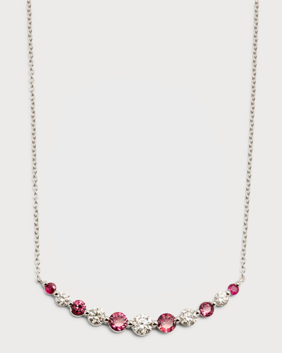 Nm Diamond Collection 18k White Gold Round Ruby And Round Diamond Gh/si1 Smily Necklace, 18"l