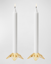 GEORG JENSEN GOLD LACE TAPER CANDLE HOLDERS, SET OF 2