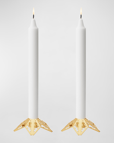 Georg Jensen Gold Lace Taper Candle Holders, Set Of 2