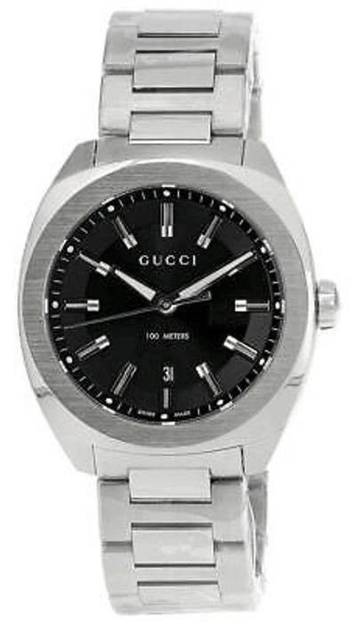 Pre-owned Gucci Gg2570 40mm Quartz Stainless Steel Blk Dial Men's Watch Ya142301