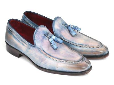 Pre-owned Paul Parkman Mens Shoes Loafer Lila Tassel Slip-on Hand-painted Handmade 083-lil In Bluish