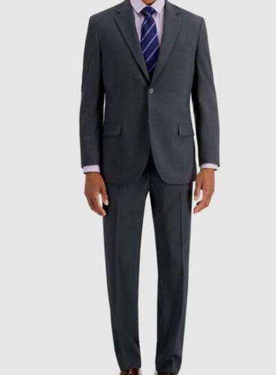 Pre-owned Nautica $395  Men's Gray Modern-fit Stretch 2-piece Suit Jacket Pants Size 38r